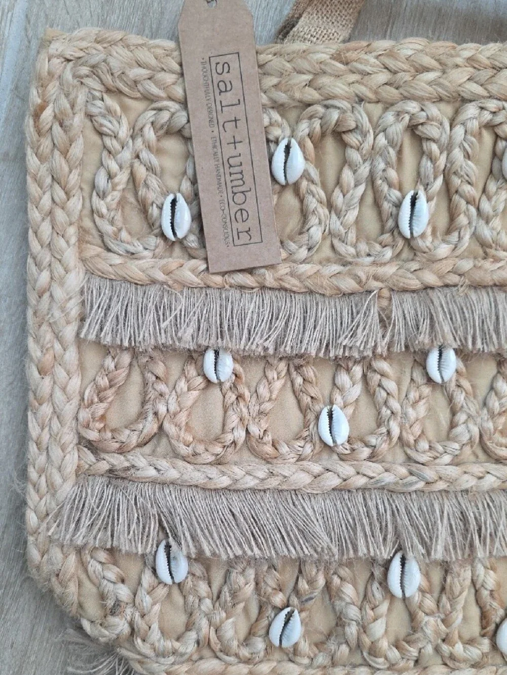 Salt+timber Natural Woven Shell Shoulder Bag